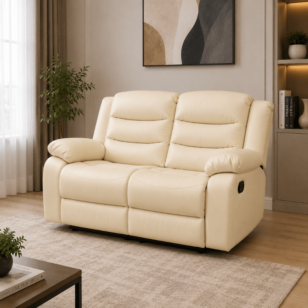 Roma Recliner 3+2 Seater Cream Leather Sofa Set | Luxury Recliner Sofa UK - Image 5