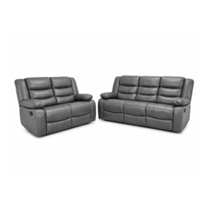 Luxury Grey Leather 2 & 3 Seater Recliner Sofa – UK Delivery