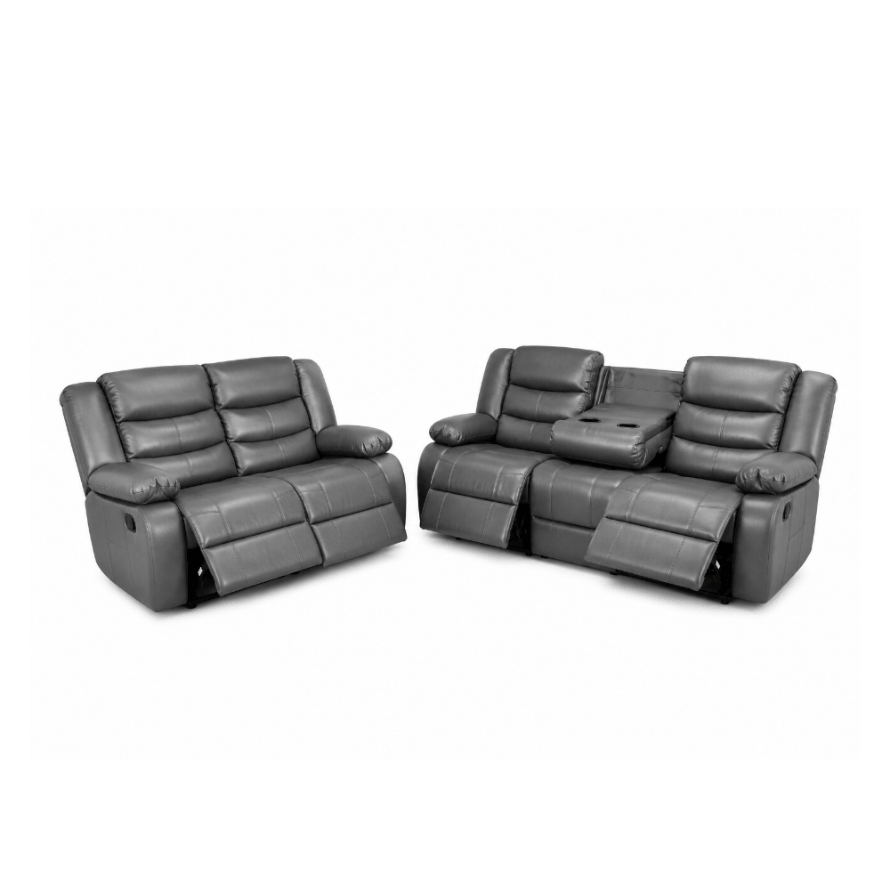 Luxury Grey Leather 2 & 3 Seater Recliner Sofa – UK Delivery - Image 4
